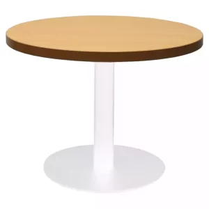 RapidLine Circular Coffee Table 600 X 425mm Beech Top White Base