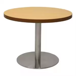 RapidLine Circular Coffee Table 600 X 425mm Beech Top Stainless Steel Base