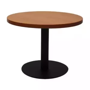 RAPIDLINE CIRCULAR COFFEE TABLE 600 X 425MM CHERRY COLOURED TABLE TOP / BLACK POWDER COAT BASE