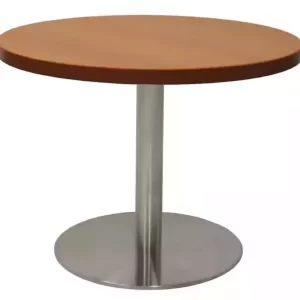 RAPIDLINE CIRCULAR COFFEE TABLE 600 X 425MM CHERRY COLOURED TABLE TOP / STAINLESS STEEL BASE