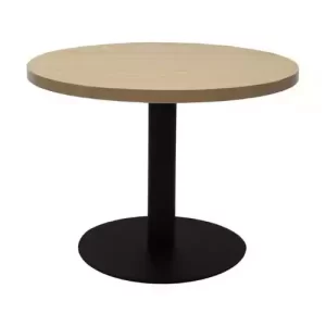 RAPIDLINE CIRCULAR COFFEE TABLE 600 X 425MM NATURAL OAK TABLE TOP / BLACK POWDER COAT BASE