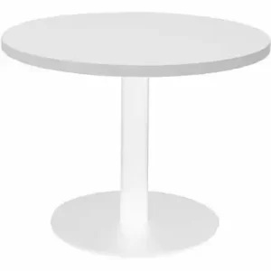 RAPIDLINE CIRCULAR COFFEE TABLE 600 X 425MM NATURAL WHITE TABLE TOP / WHITE POWDER COAT BASE