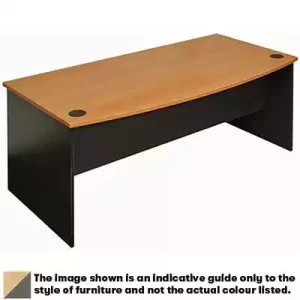 OXLEY BOW FRONT DESK 1800 X 1050 X 730MM BEECH/IRONSTONE