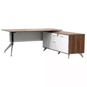 POTENZA MANAGER DESK WITH BUFFET RIGHT HAND RETURN 1950 X 1850 X 750MM CASNAN/WHITE