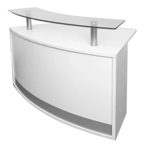 RapidLine Modular Reception Counter with Glass Shelf 1339 X 872 X 935mm White