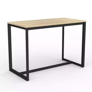Loop Leg Bar Leaner- 1500 x 750mm. Black Frame, New Oak top