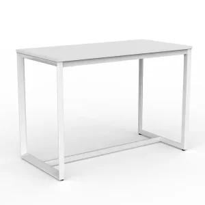 Loop Leg Bar Leaner- 1500 x 750mm. White Frame, White top