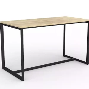 Loop Leg Bar Leaner- 1800 x 900mm. Black Frame, New Oak top