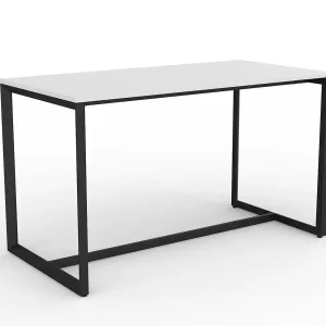 Loop Leg Bar Leaner- 1800 x 900mm. Black Frame, White top