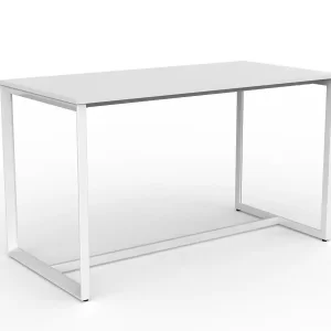 Loop Leg Bar Leaner- 1800 x 900mm. White Frame, White top
