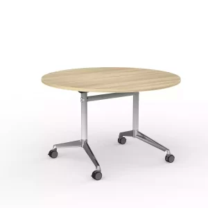Modulus Flip Table in White- 1200R New Oak Top