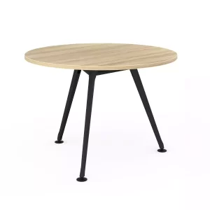 1050mm Round Team Table- Black Frame, New Oak Top