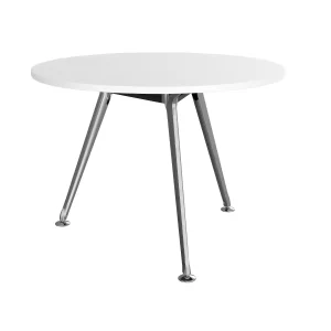 1050mm Round Team Table- Polished Alloy Frame, White Top