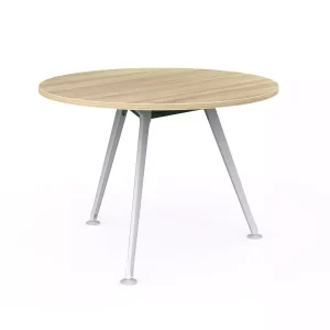 1050mm Round Team Table- White Frame, New Oak Top