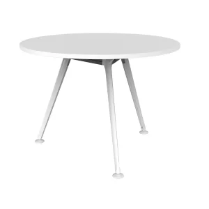 1050mm Round Team Table- White Frame, White Top