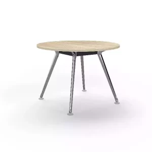 1200mm Round Team Table- Polished Alloy Frame, New Oak Top
