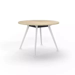 1200mm Round Team Table- White Frame, New Oak Top