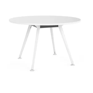 1200mm Round Team Table- White Frame, White Top