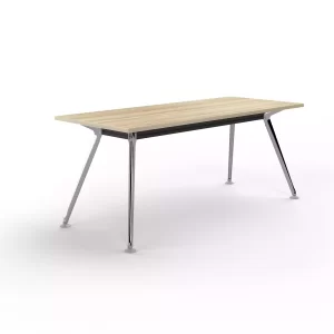1500 x 750mm Team Table- Polished Alloy Frame, New Oak Top