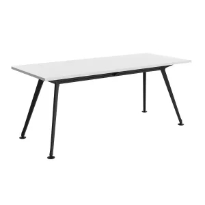 1800 x 750mm Team Table- Black Frame, White Top