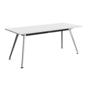 1800 x 750mm Team Table- Polished Alloy Frame, White Top