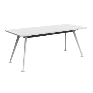 1800 x 750mm Team Table- White Frame, White Top