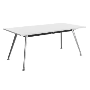 1800 x 900mm Team Table- Polished Alloy Frame, White Top