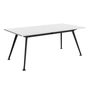 2100 x 900mm Team Table- Black Frame, White Top