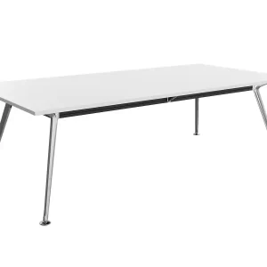 2400 x 1200mm Team Table- Polished Alloy Frame, White Top