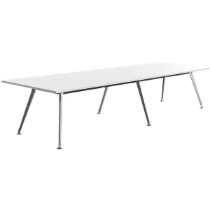 3600 x 1200mm Team Table- Polished Alloy Frame, White Top