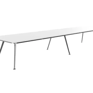4800 x 1200mm Team Table- Polished Alloy Frame, White Top