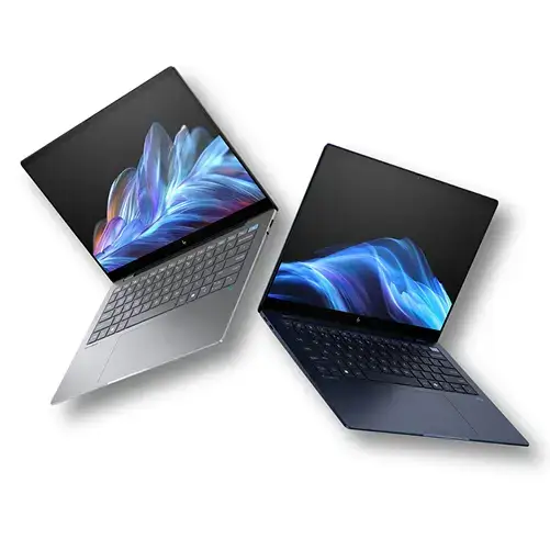 Two sleek laptops showcasing a modern design with vibrant screens.